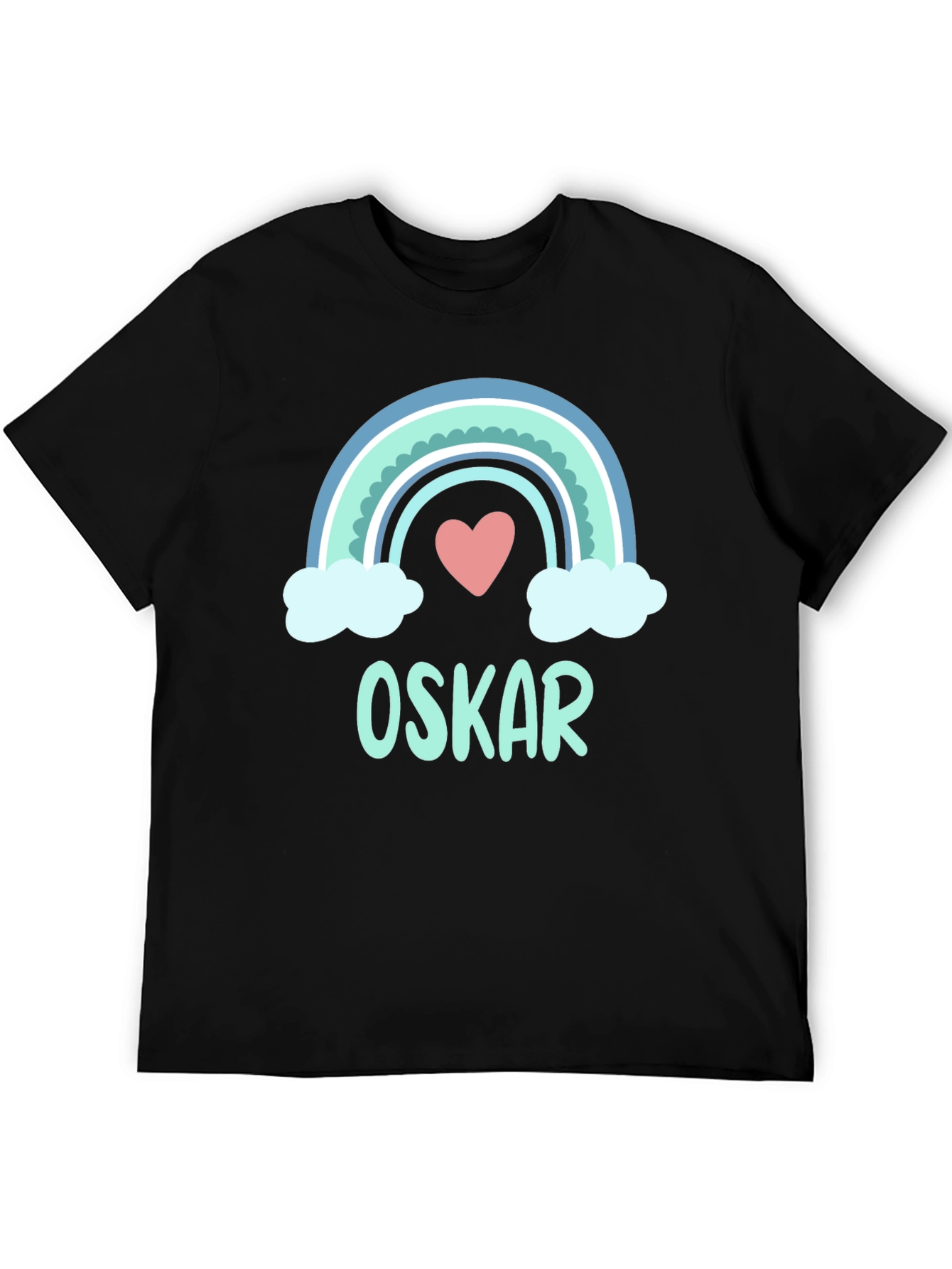 Personalized Rainbow Love Heart Kids T-Shirt