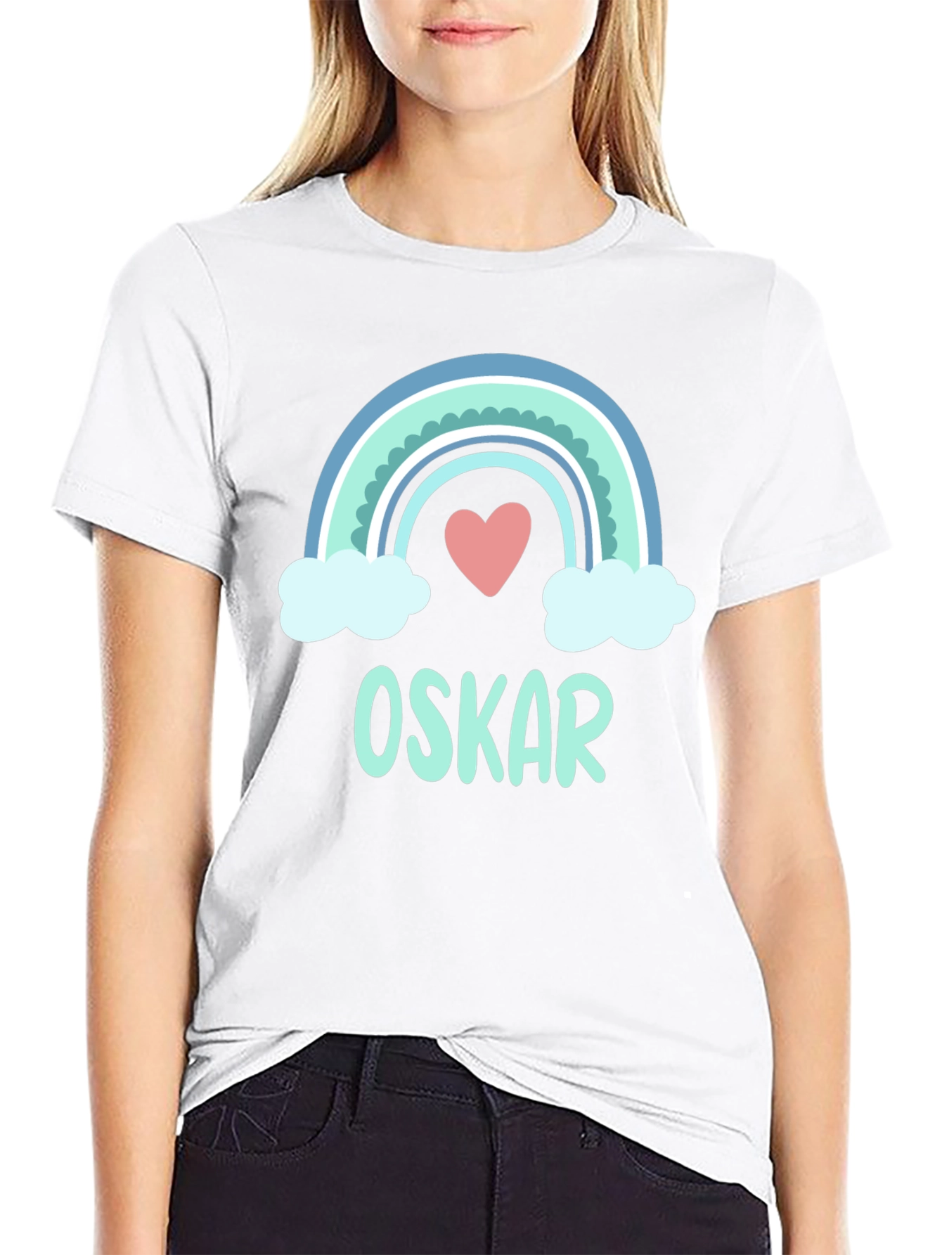 Personalized Rainbow Love Heart Kids T-Shirt