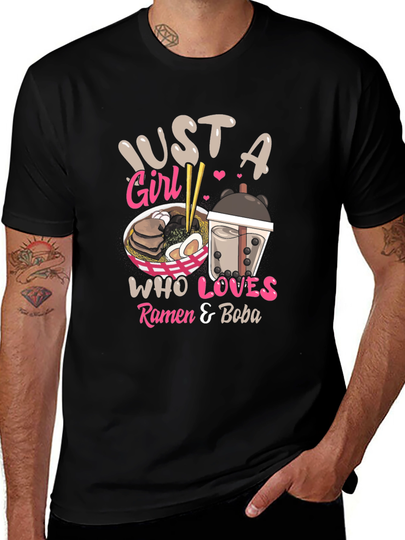 Just a Girl Ramen & Boba Black T-Shirt