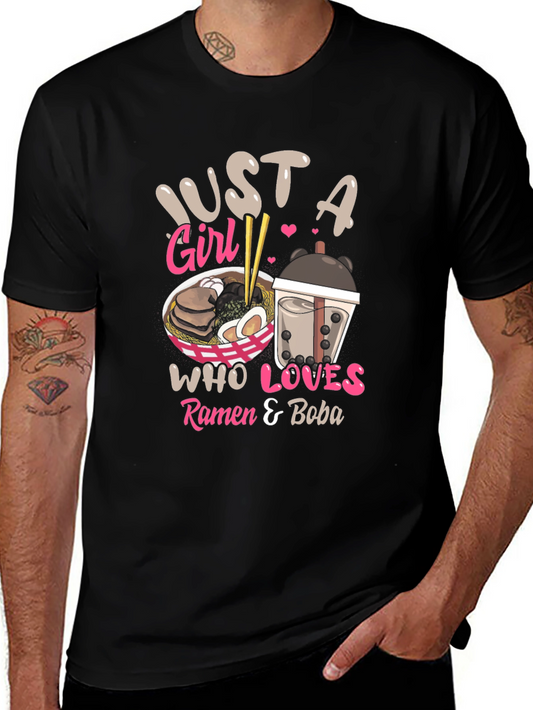 Just a Girl Ramen & Boba Black T-Shirt
