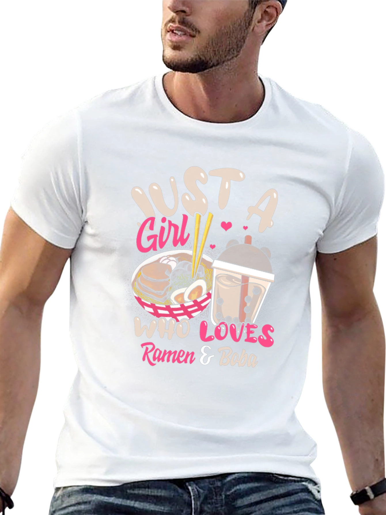 Just a Girl Ramen & Boba Black T-Shirt