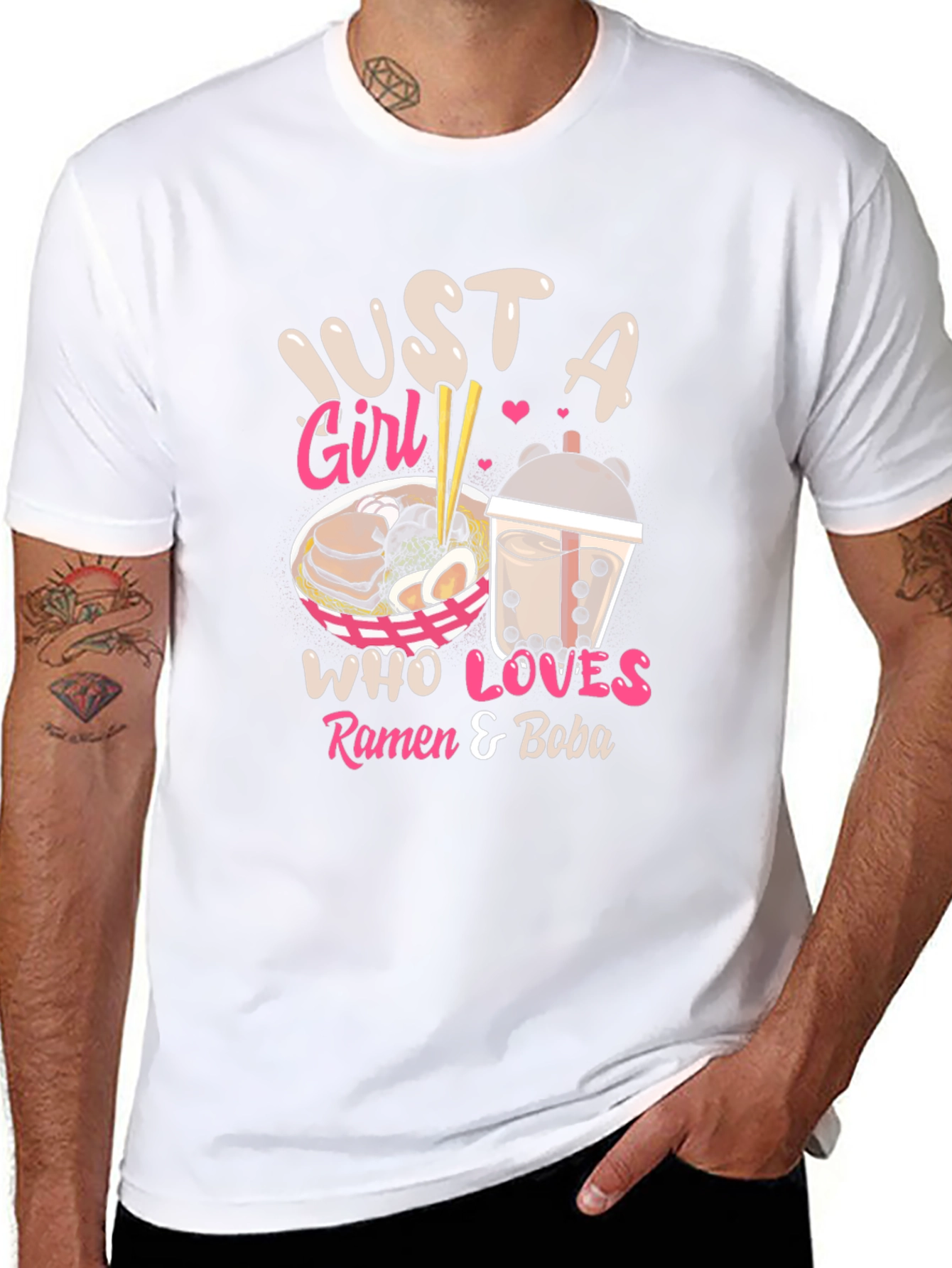 Just a Girl Ramen & Boba Black T-Shirt