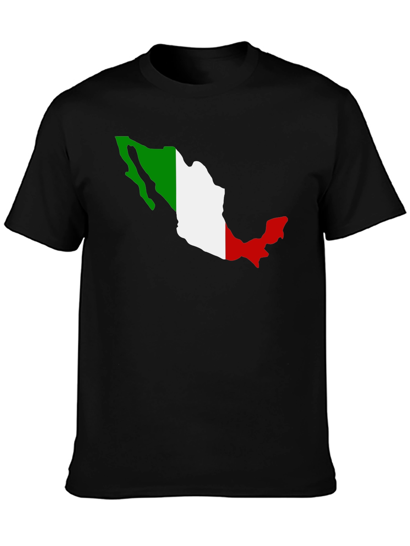 Mexico Flag Map T-Shirt - Black Crew Neck Tee