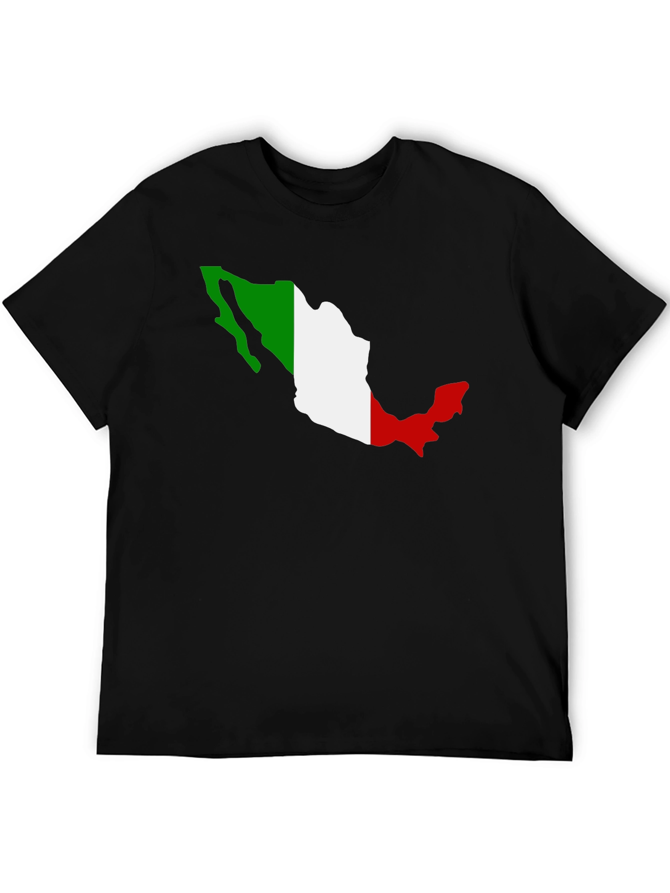 Mexico Flag Map T-Shirt - Black Crew Neck Tee