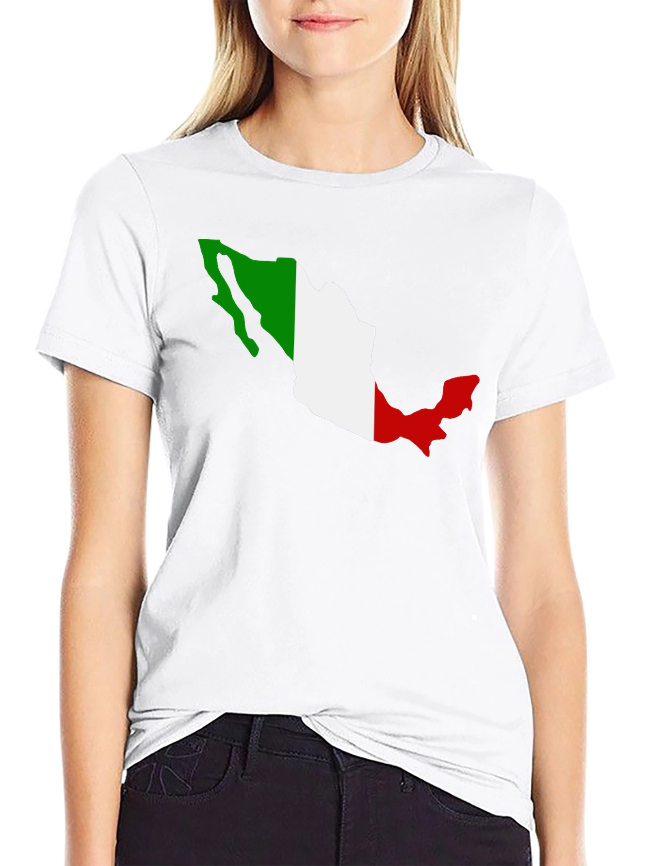 Mexico Flag Map T-Shirt - Black Crew Neck Tee