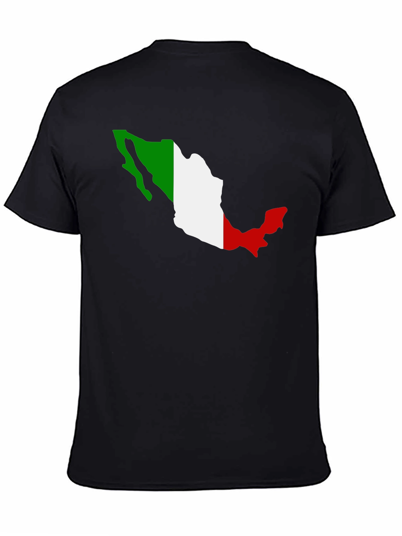 Mexico Flag Map T-Shirt - Black Crew Neck Tee