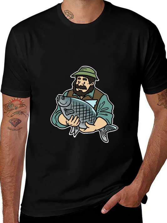 Fisherman Holding Fish Graphic Tee