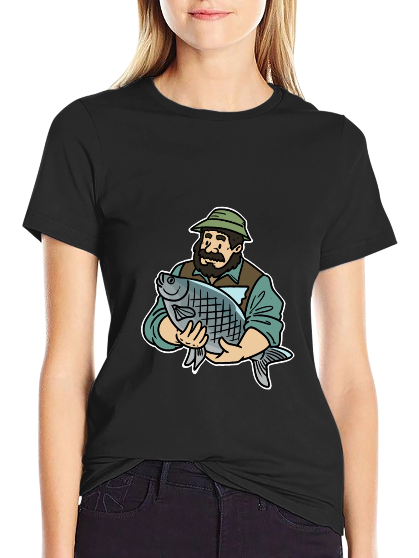 Fisherman Holding Fish Graphic Tee