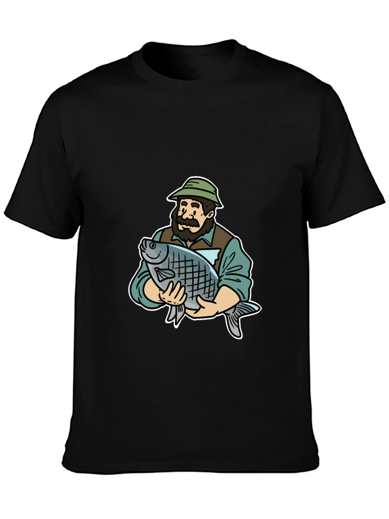 Fisherman Holding Fish Graphic Tee