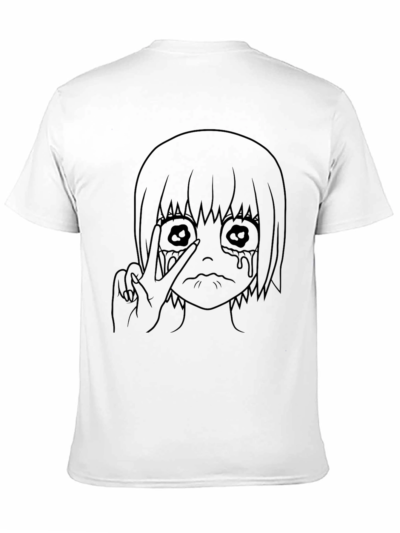 Black Graphic Tee - Anime Girl Design