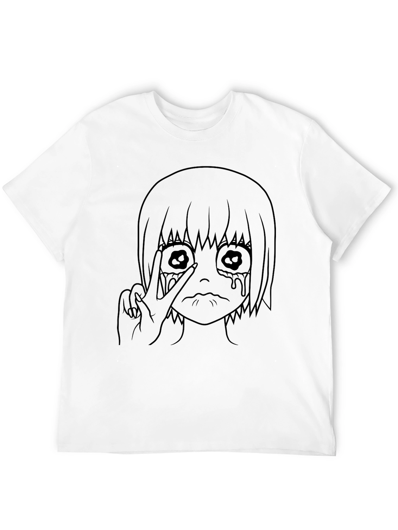 Black Graphic Tee - Anime Girl Design