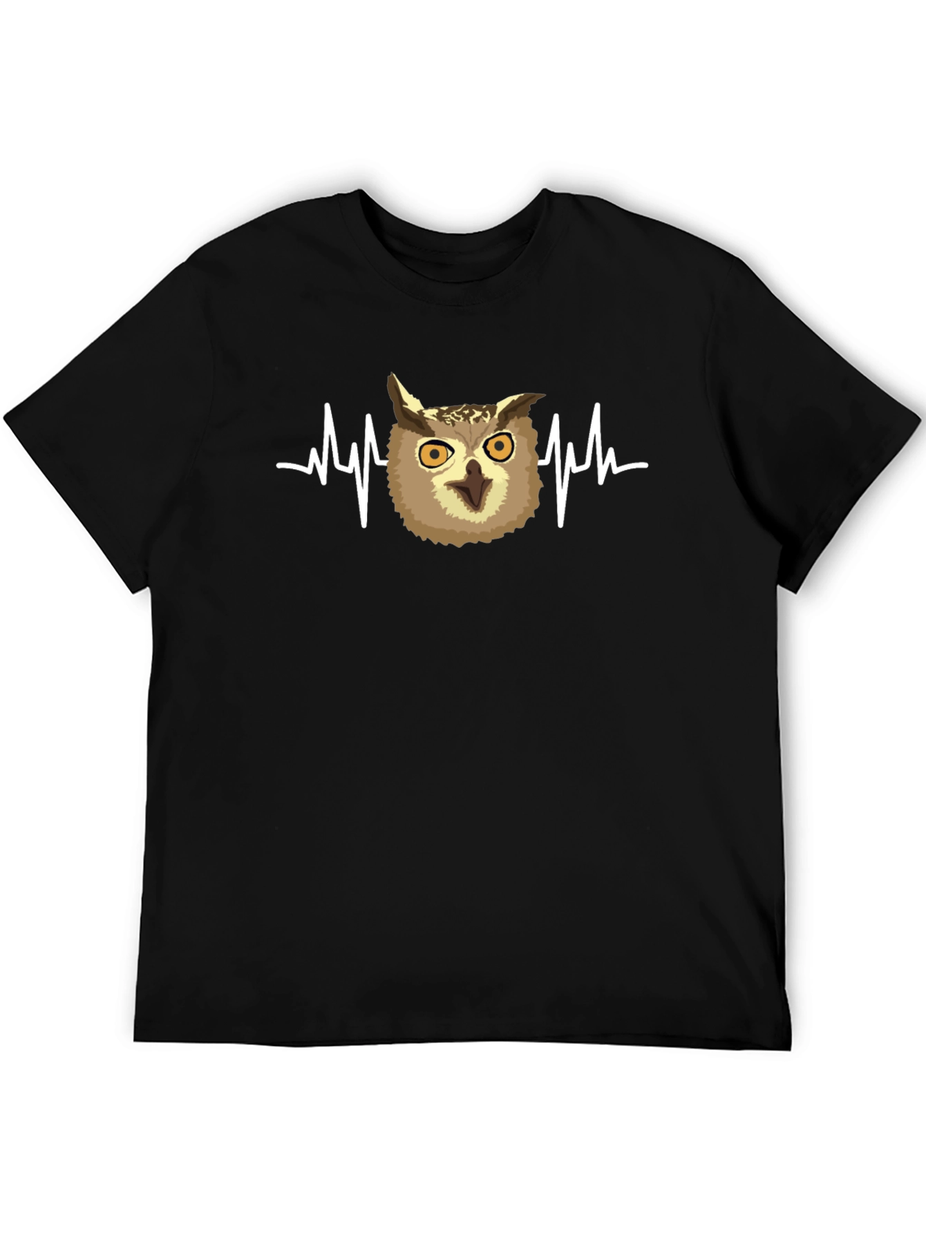 Owl Heartbeat Graphic T-Shirt - Black