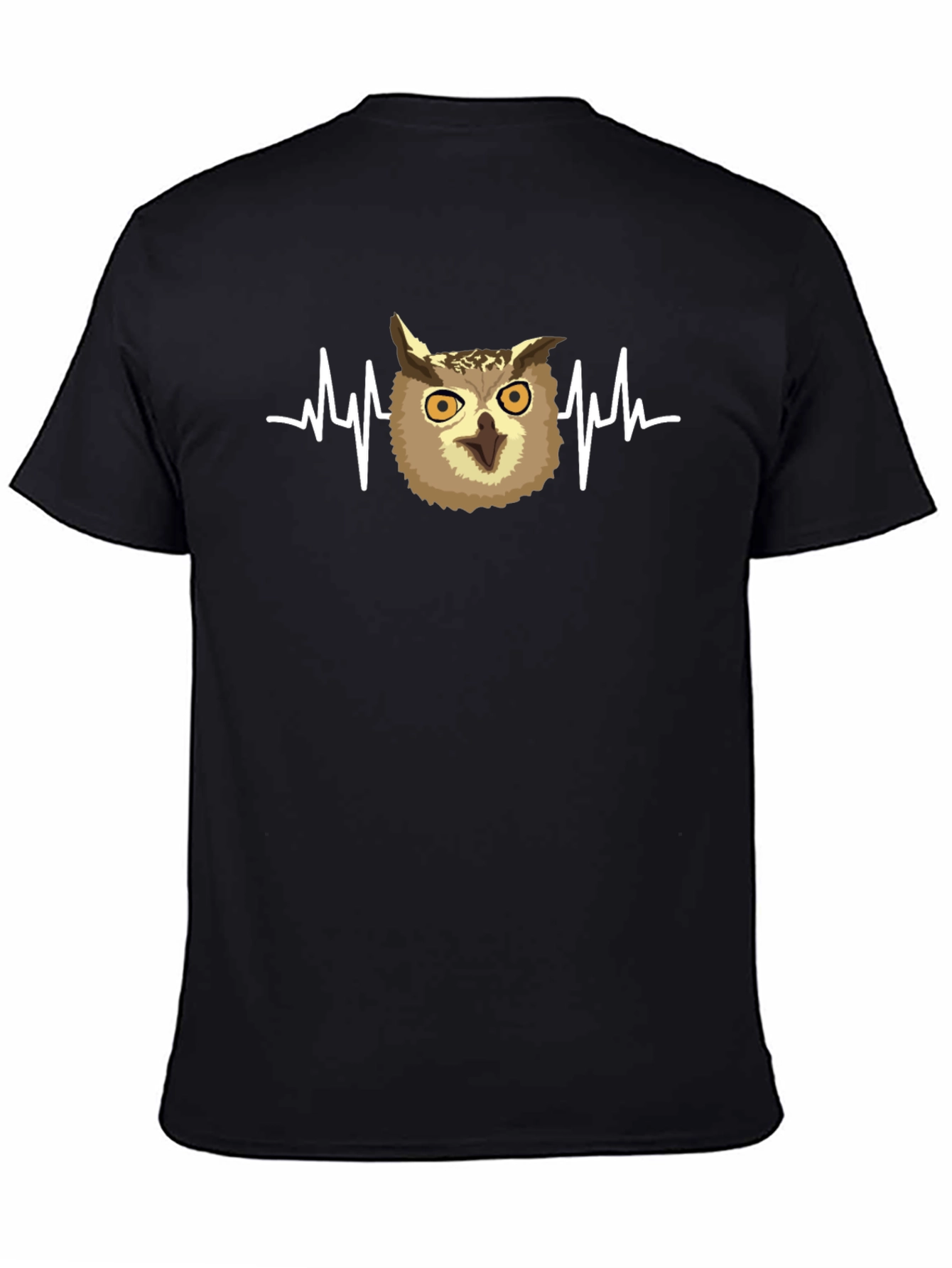 Owl Heartbeat Graphic T-Shirt - Black