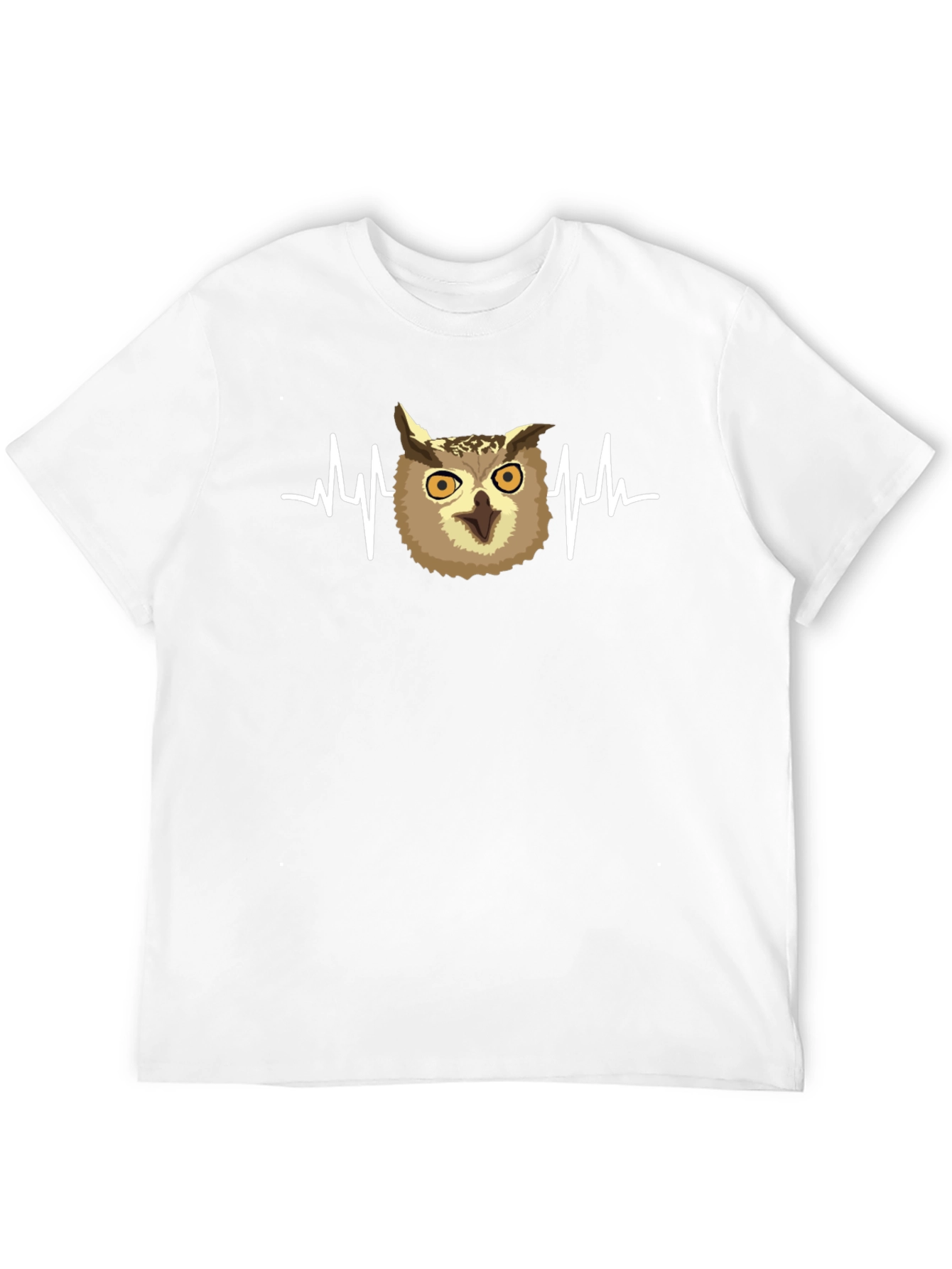 Owl Heartbeat Graphic T-Shirt - Black