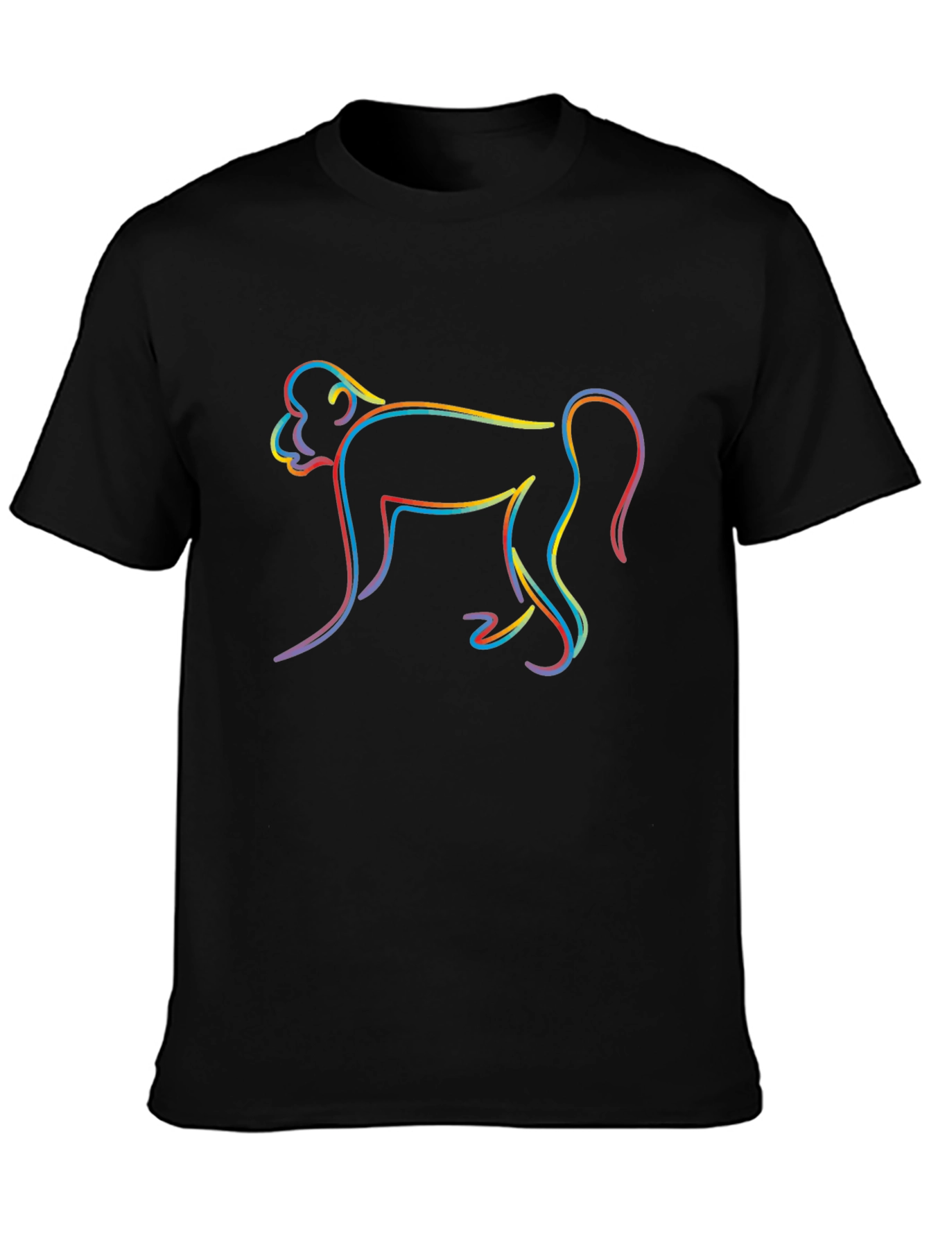 Rainbow Monkey Graphic Black T-Shirt