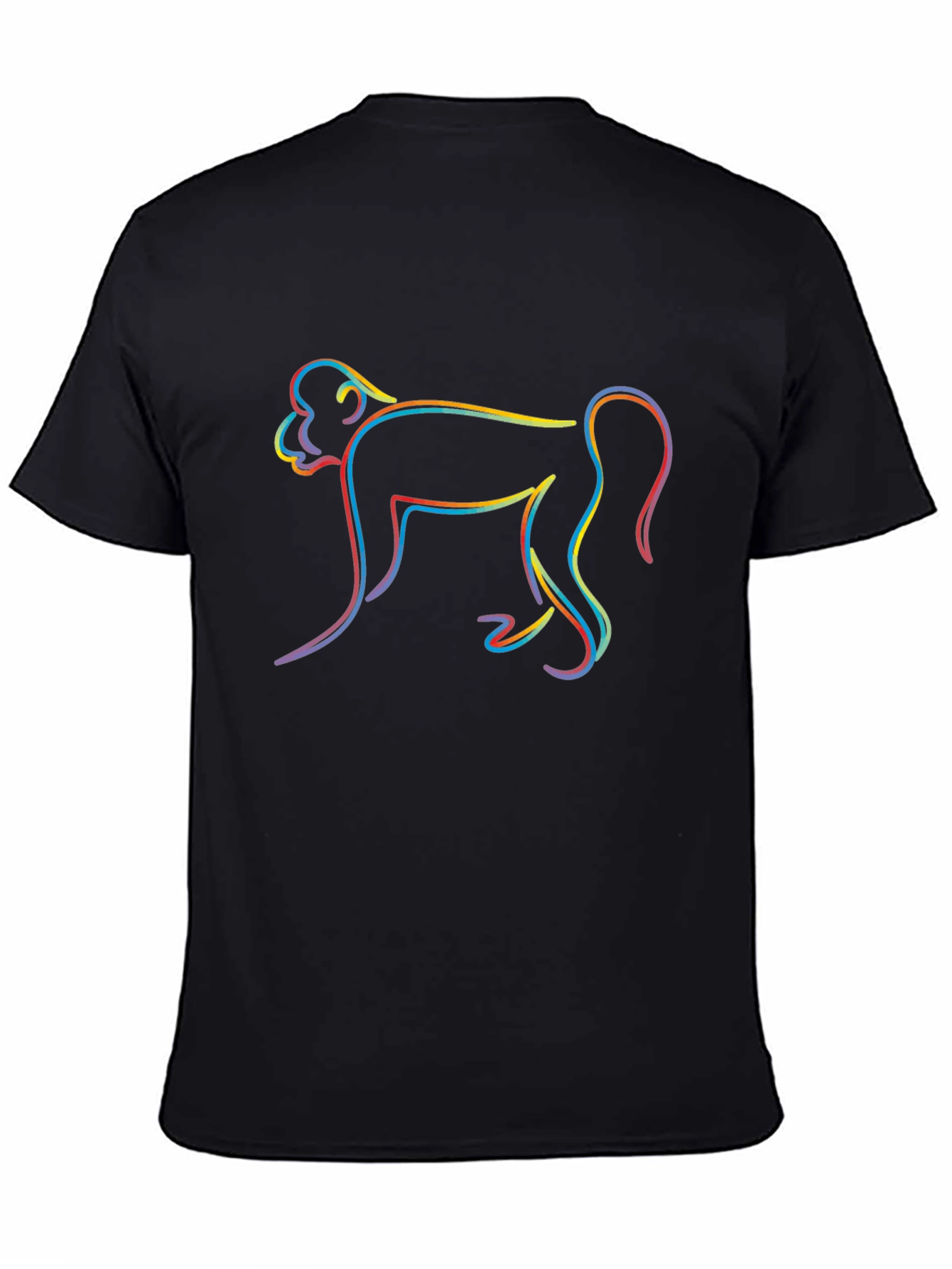 Rainbow Monkey Graphic Black T-Shirt