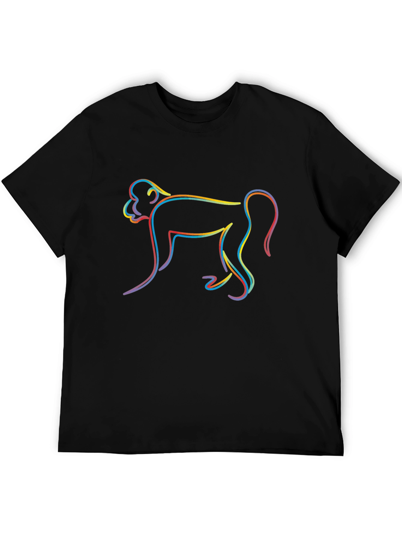 Rainbow Monkey Graphic Black T-Shirt
