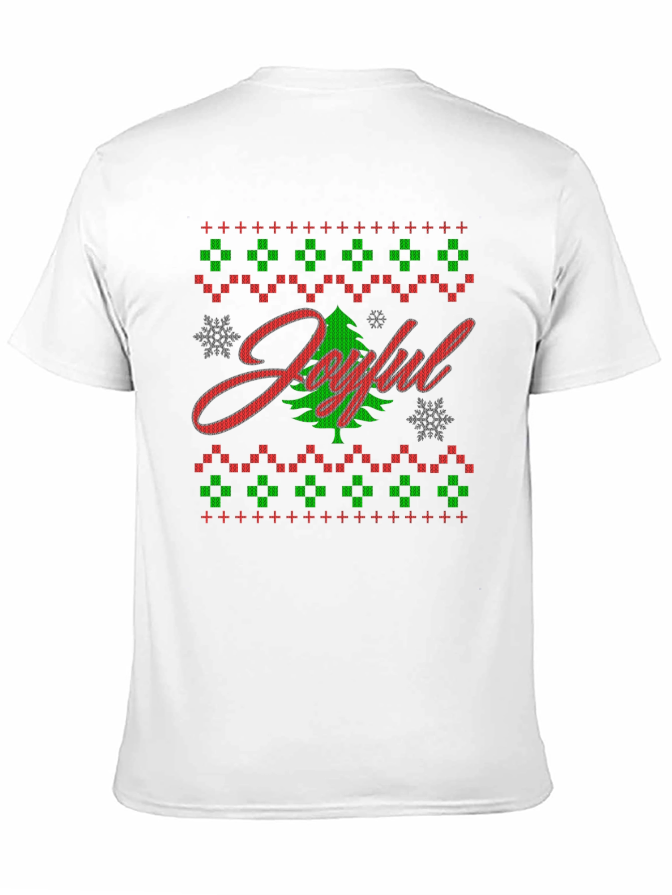 Joyful Christmas Tree Ugly Sweater Style Graphic Tee