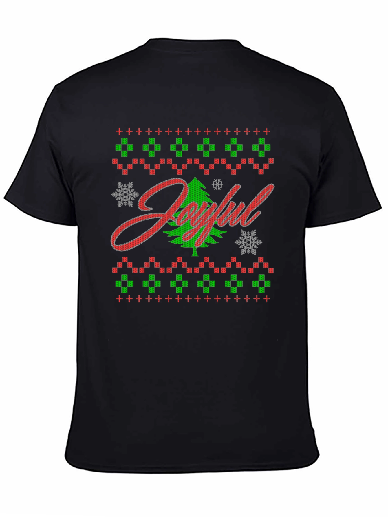 Joyful Christmas Tree Ugly Sweater Style Graphic Tee