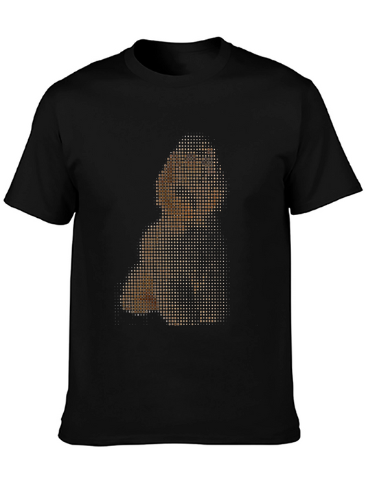 Dotted Dog Graphic Tee - Soft Black Cotton Casual Shirt