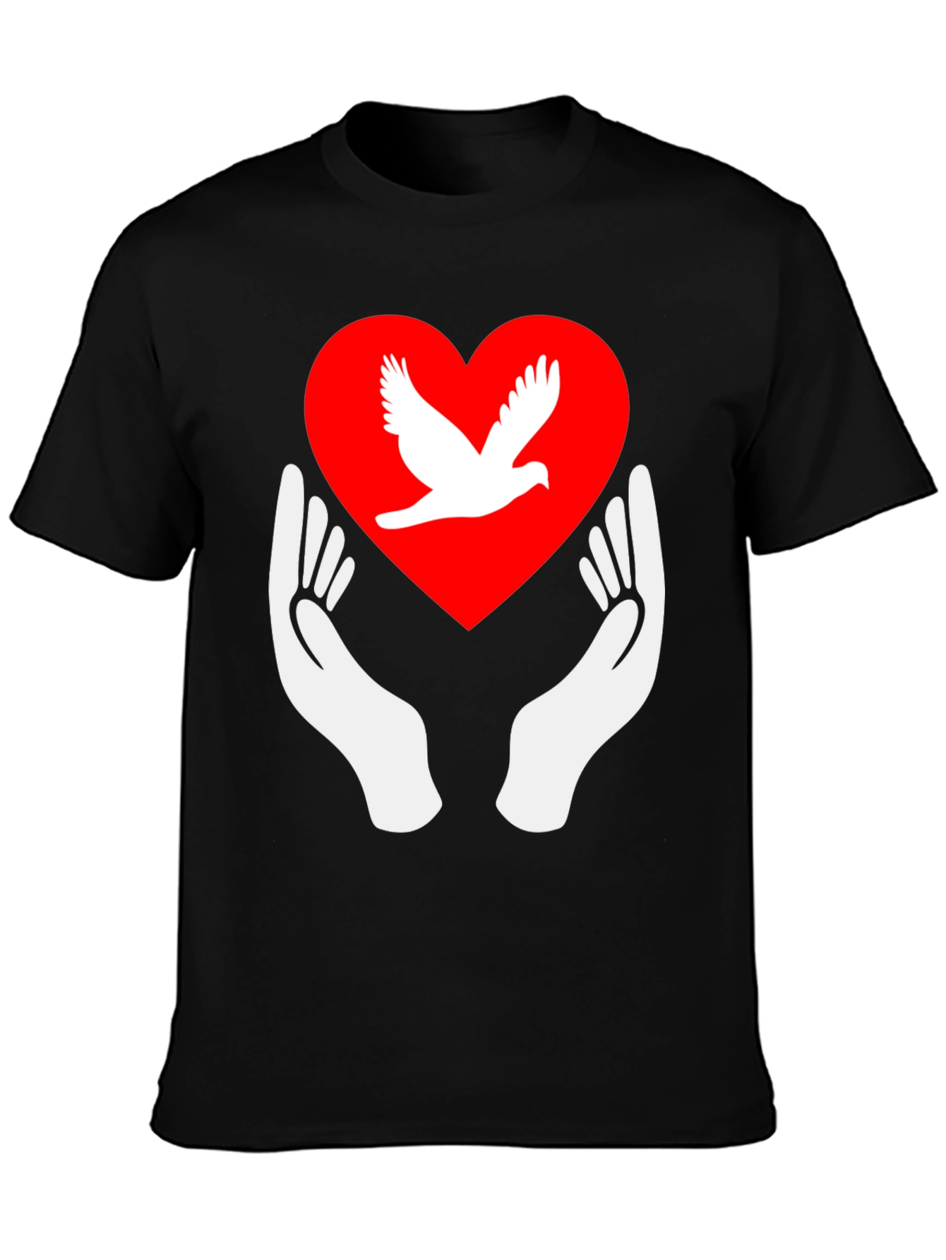 Dove Heart Graphic Tee - Peace Symbol Shirt