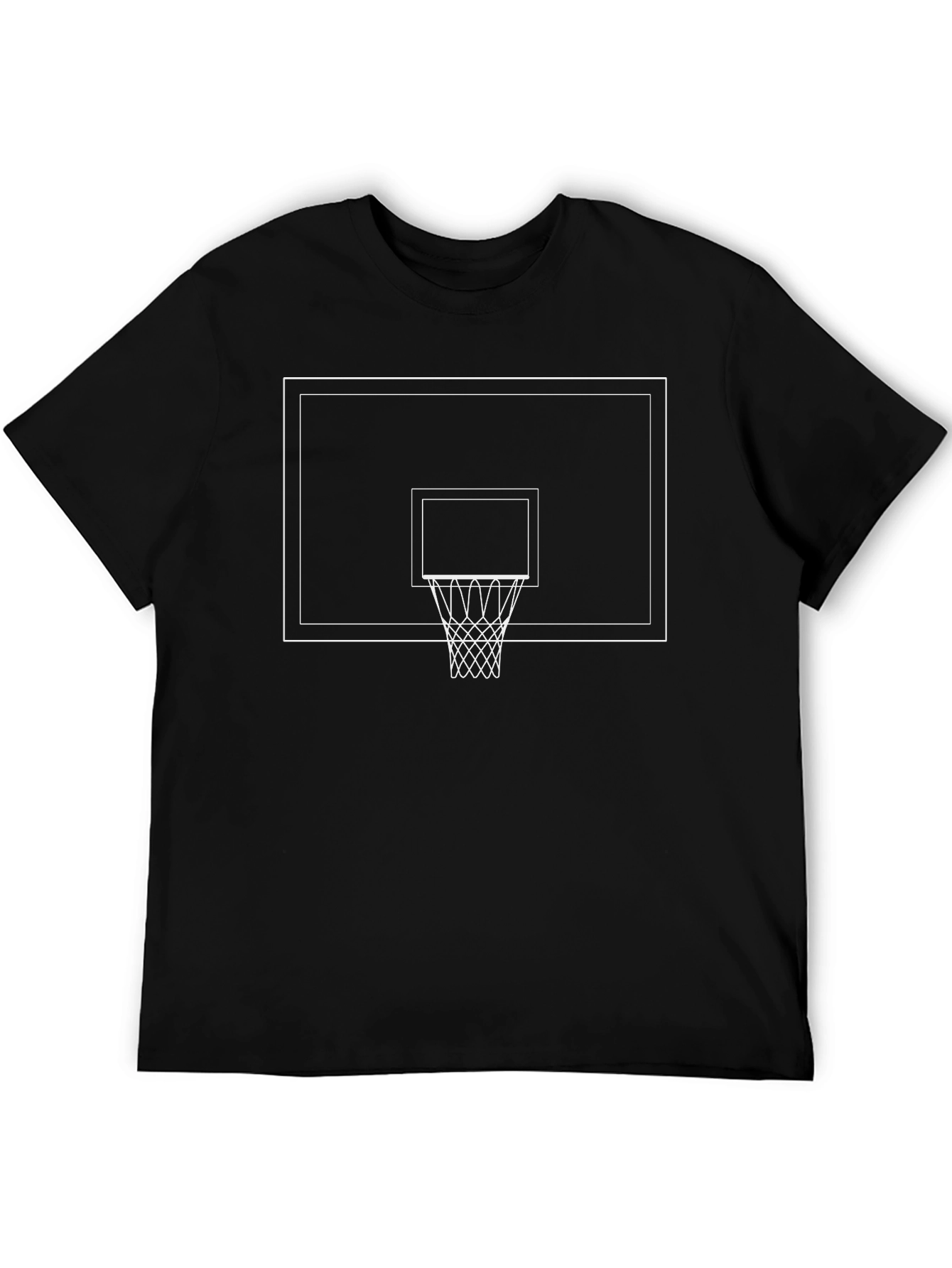 Basketball Hoop Graphic Tee - Black Cotton T-Shirt