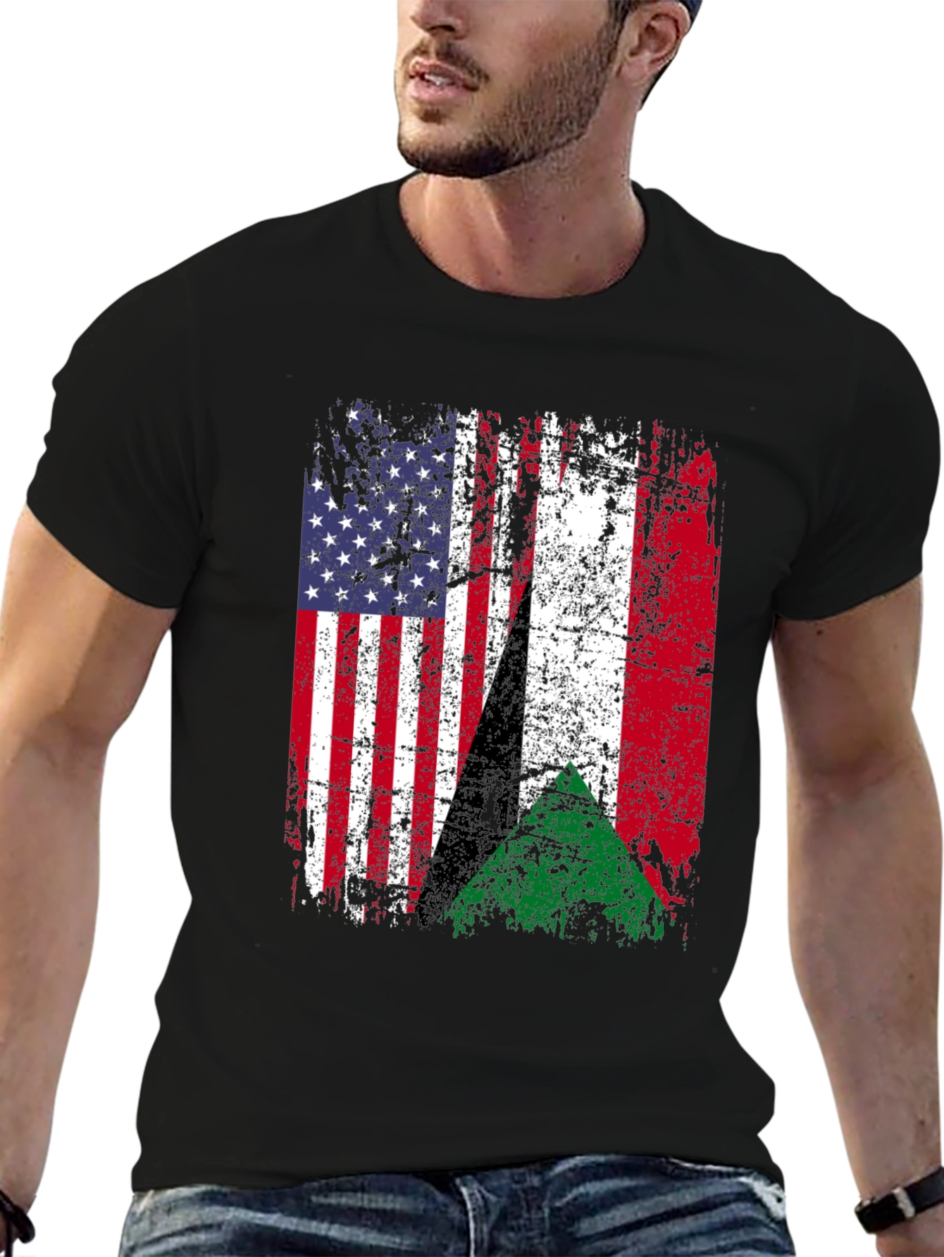 Distressed USA & Sudan Flag T-Shirt