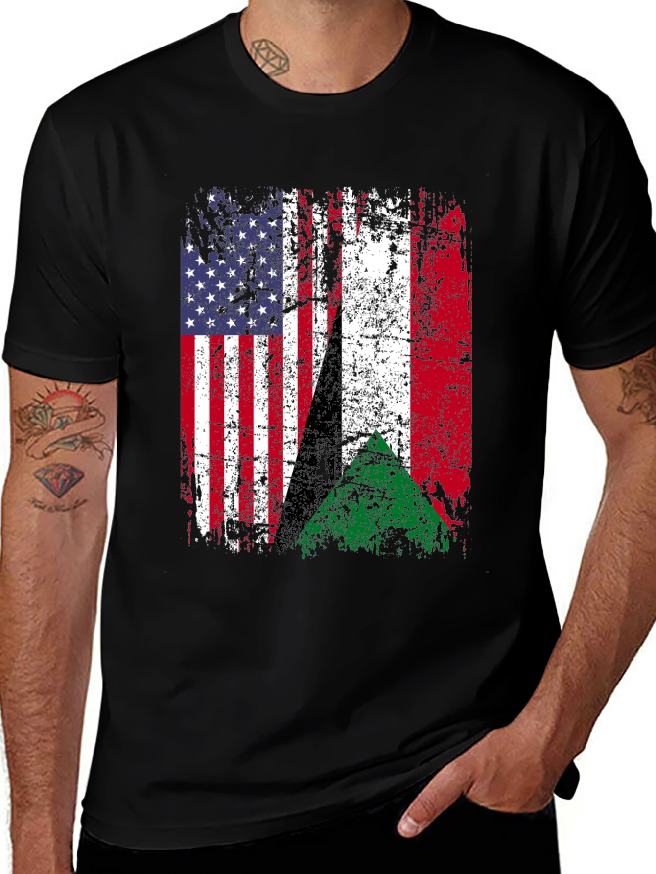 Distressed USA & Sudan Flag T-Shirt