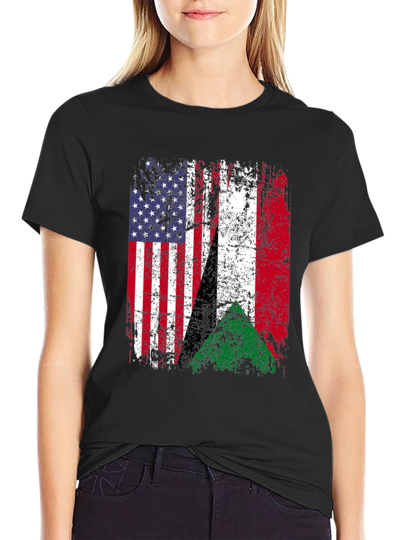 Distressed USA & Sudan Flag T-Shirt
