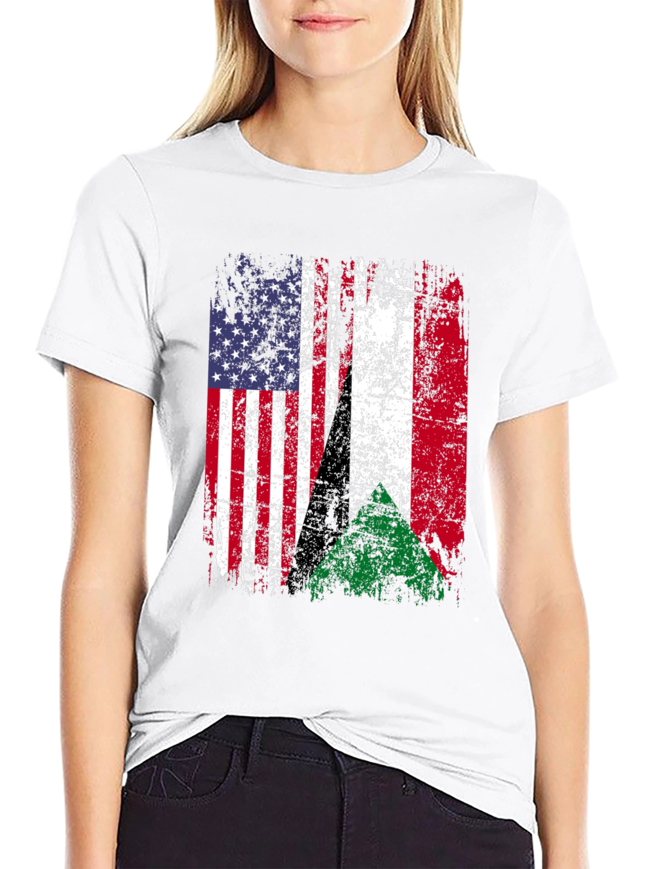 Distressed USA & Sudan Flag T-Shirt
