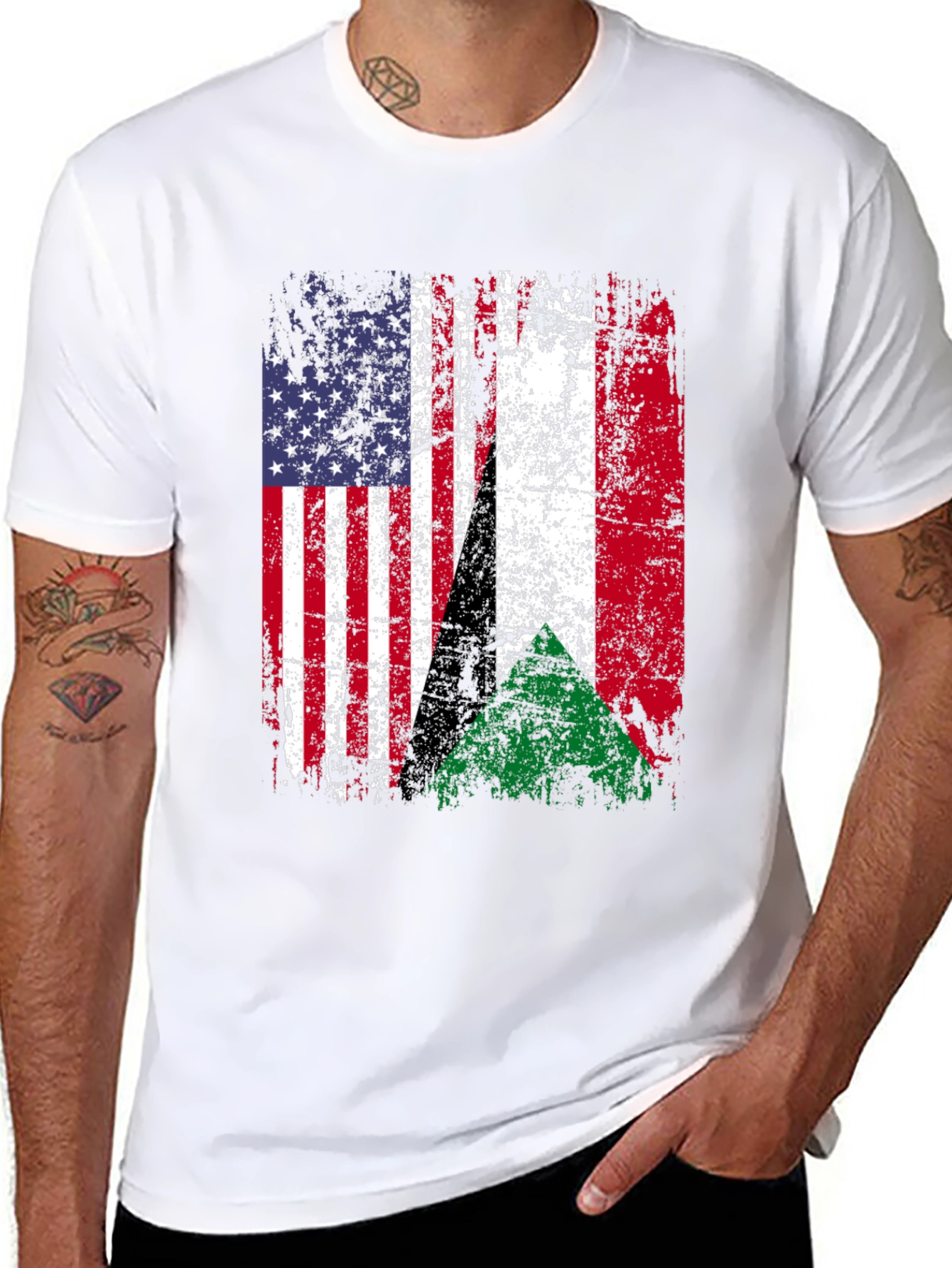 Distressed USA & Sudan Flag T-Shirt