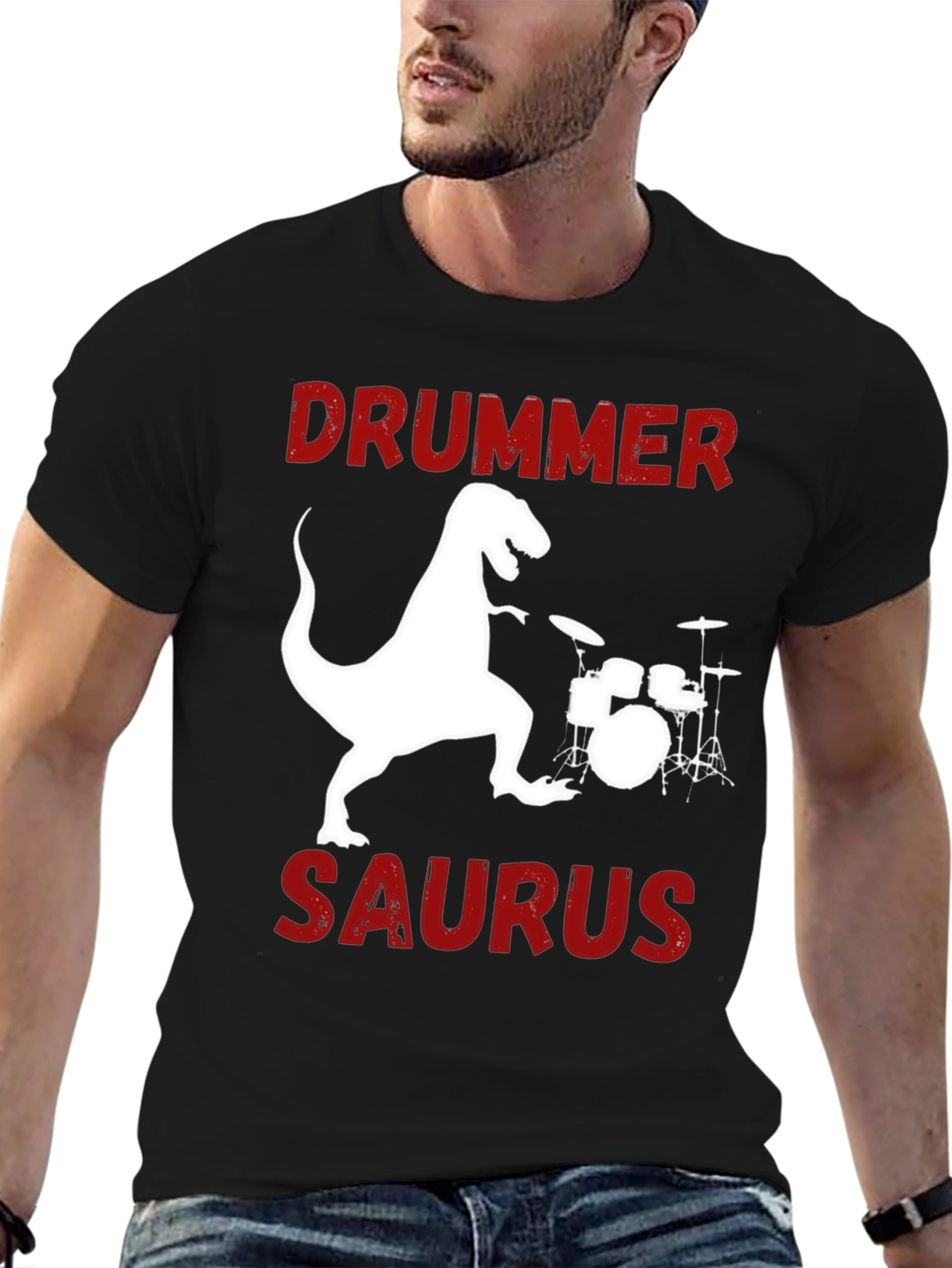 Drummer Saurus T-Shirt Funny Dinosaur Tee
