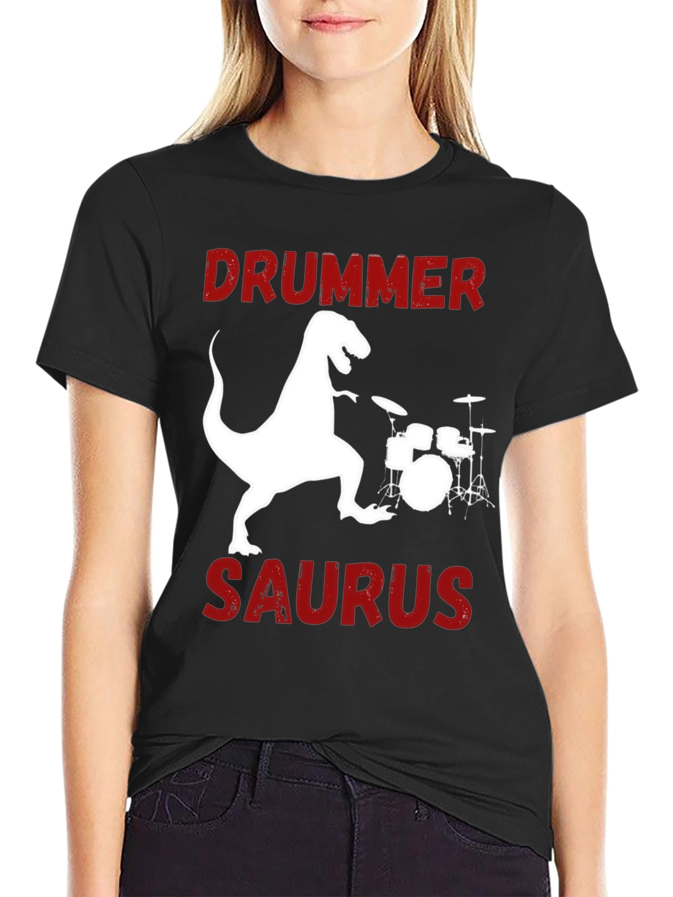 Drummer Saurus T-Shirt Funny Dinosaur Tee