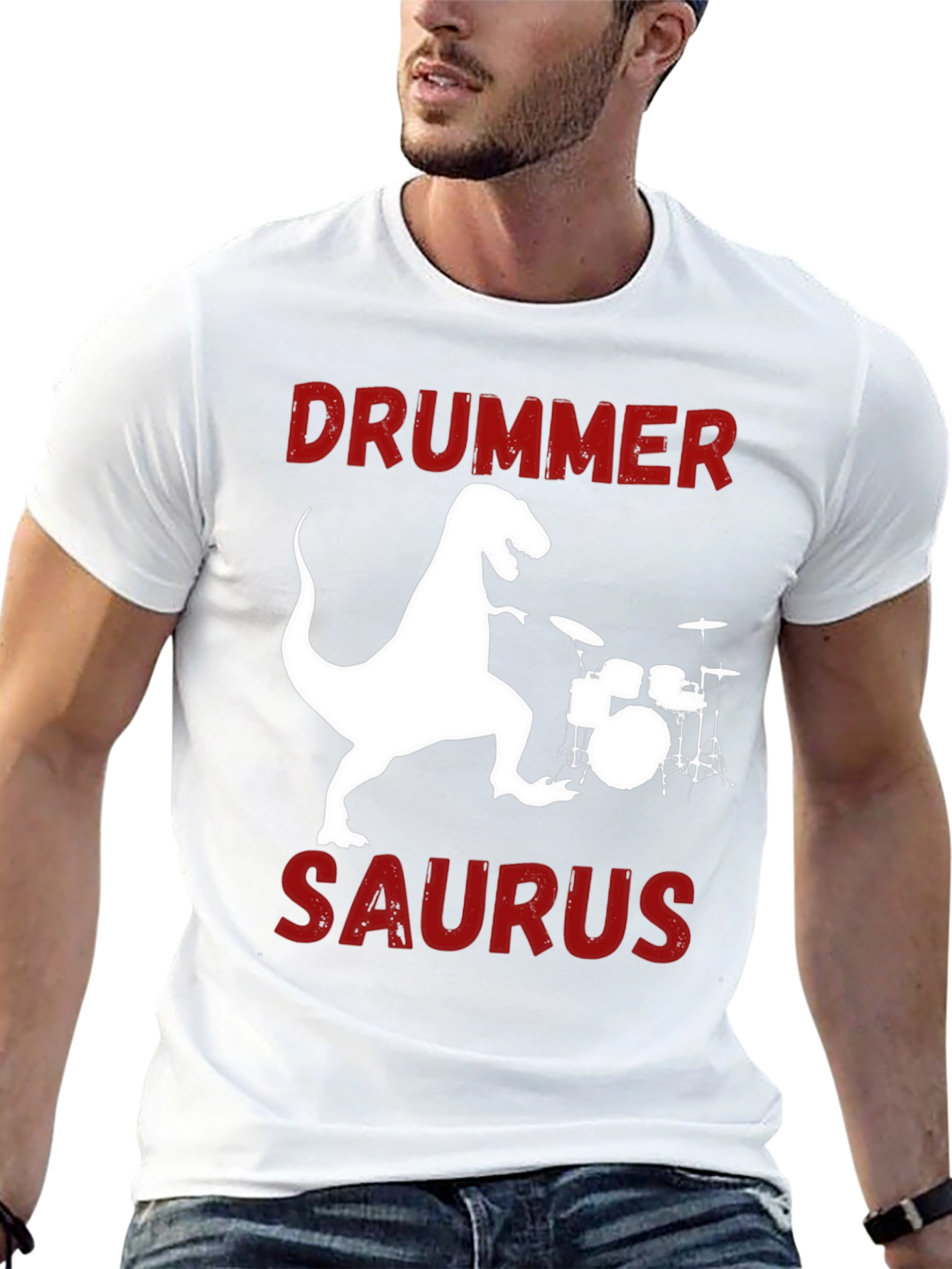 Drummer Saurus T-Shirt Funny Dinosaur Tee