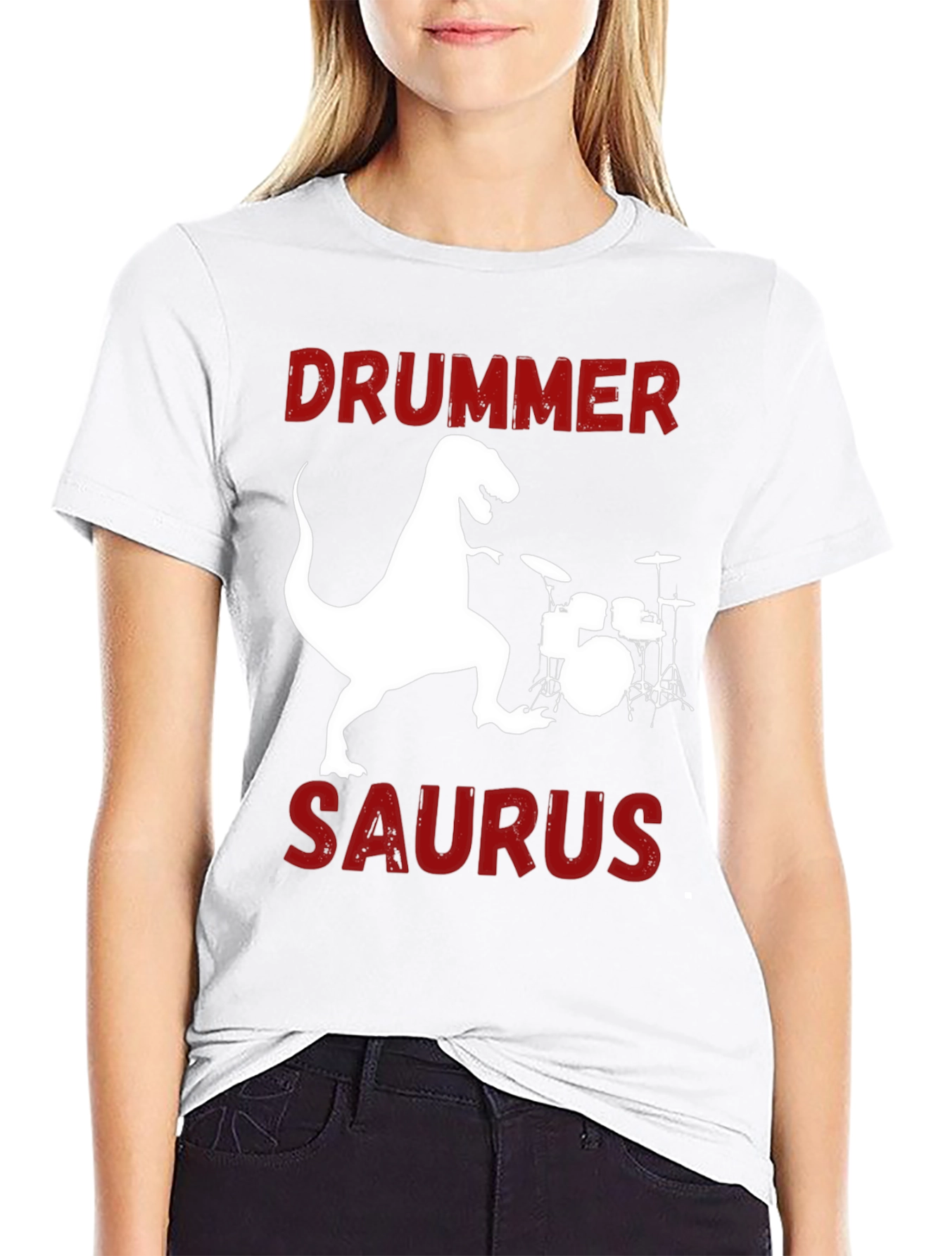 Drummer Saurus T-Shirt Funny Dinosaur Tee
