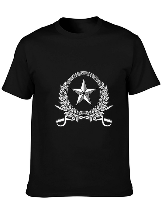 Star & Swords Black T-Shirt - Stylish Graphic Tee