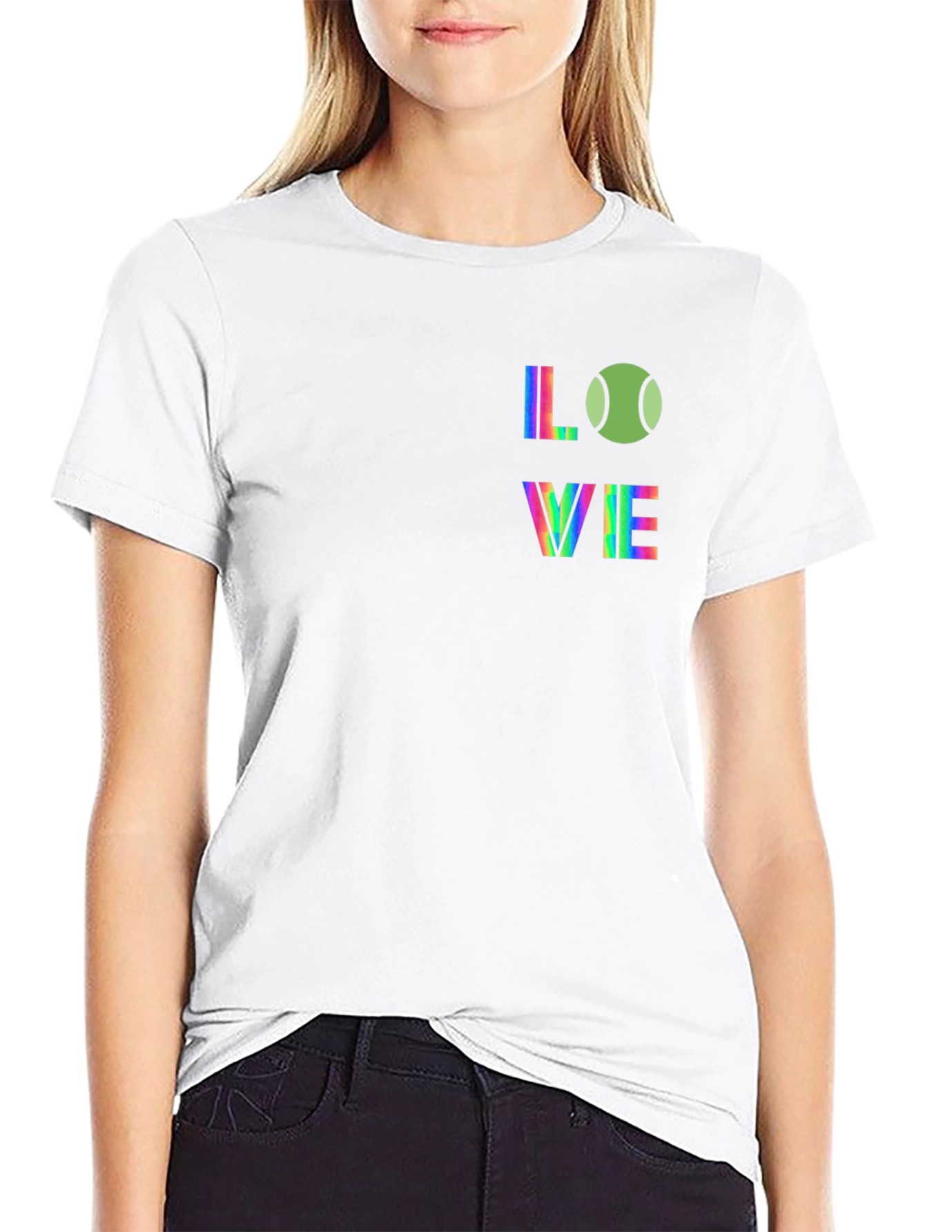 Love Tennis Graphic Tee - Rainbow Design
