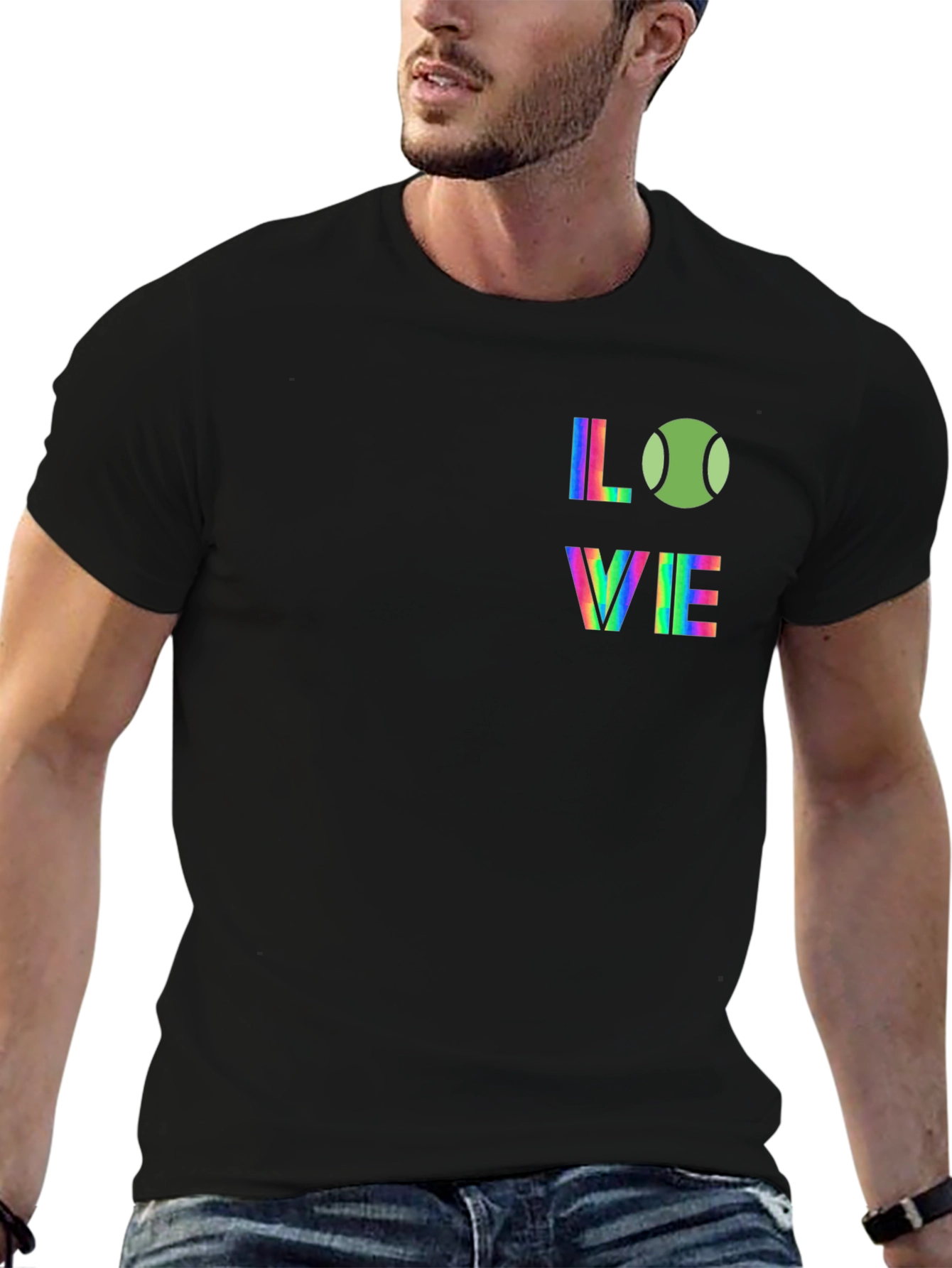 Love Tennis Graphic Tee - Rainbow Design