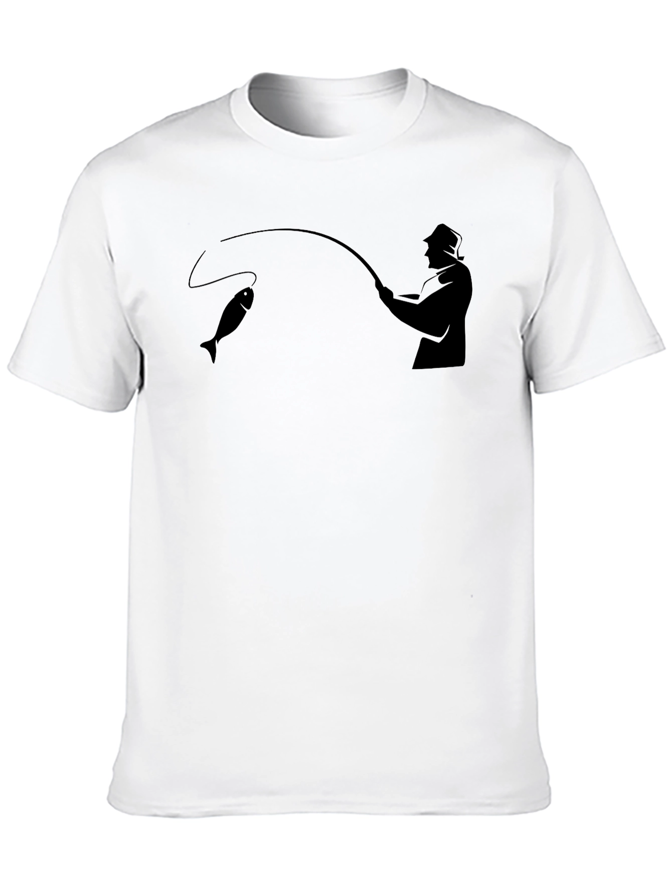 Fishing Graphic Tee - Black Cotton Fisherman T-Shirt