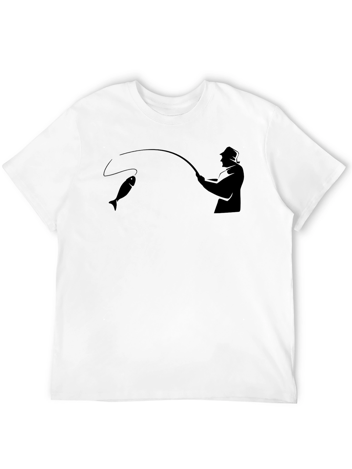 Fishing Graphic Tee - Black Cotton Fisherman T-Shirt