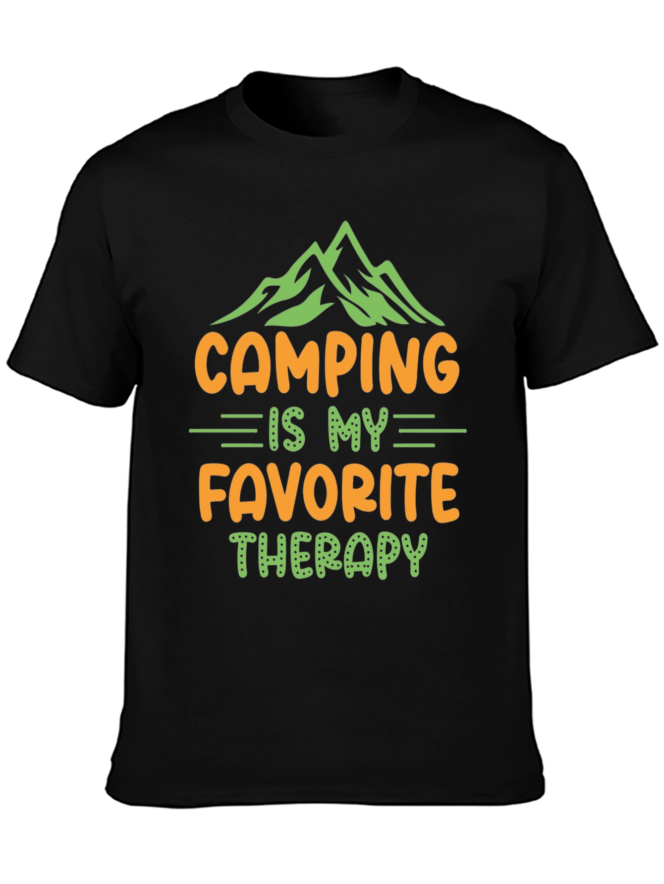 Camping Therapy Graphic Tee - Black Cotton Blend Shirt