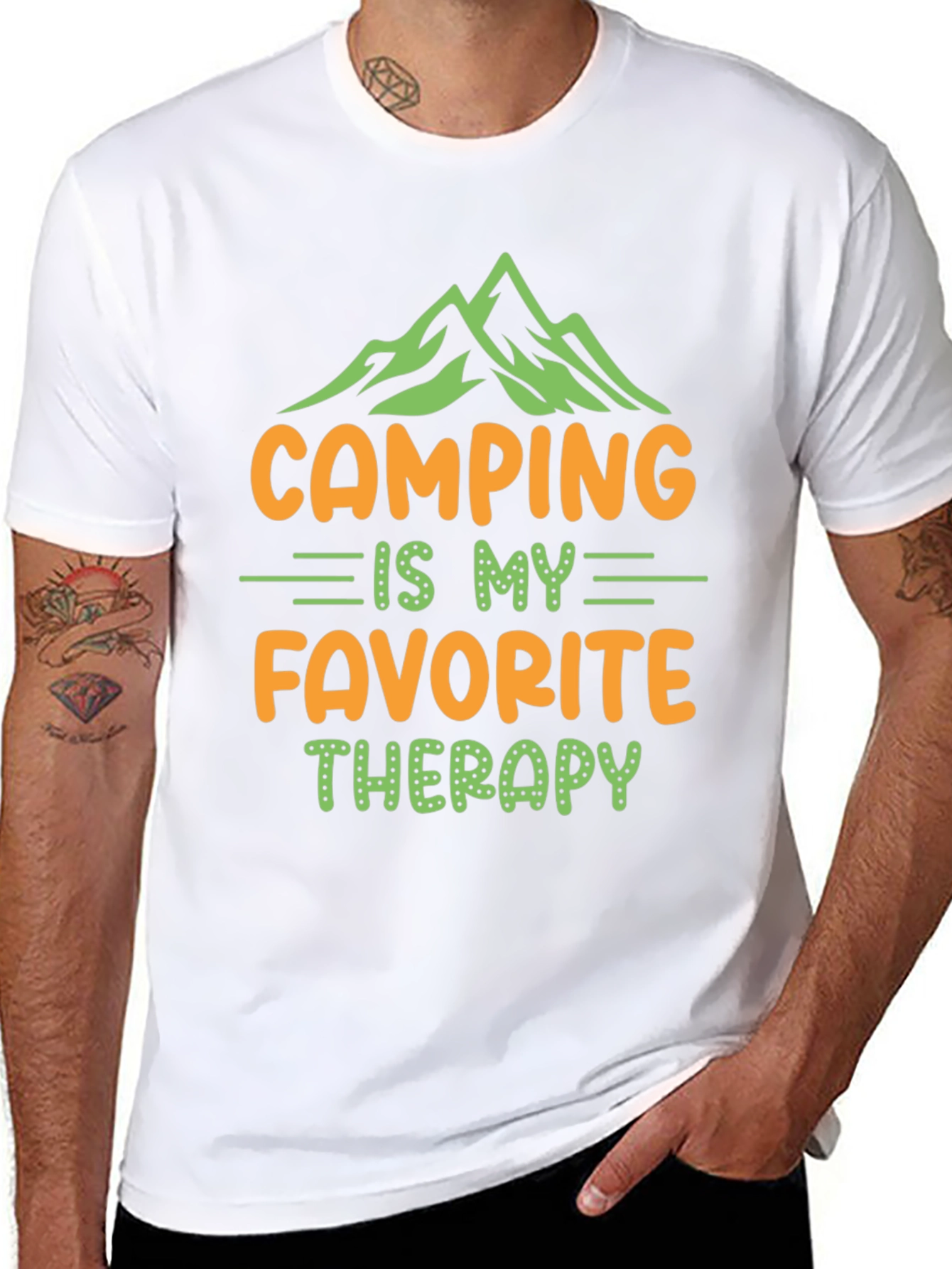 Camping Therapy Graphic Tee - Black Cotton Blend Shirt