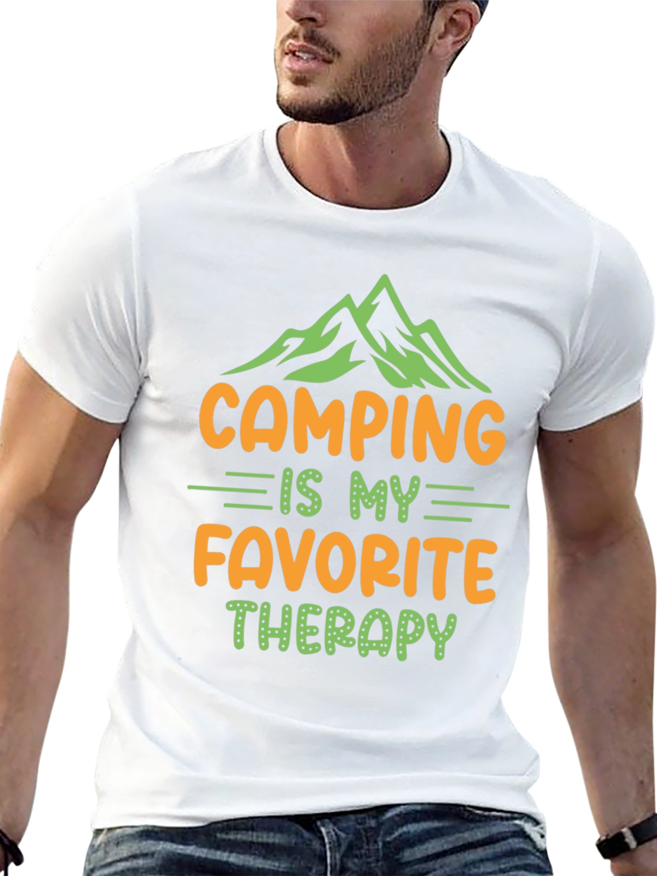 Camping Therapy Graphic Tee - Black Cotton Blend Shirt