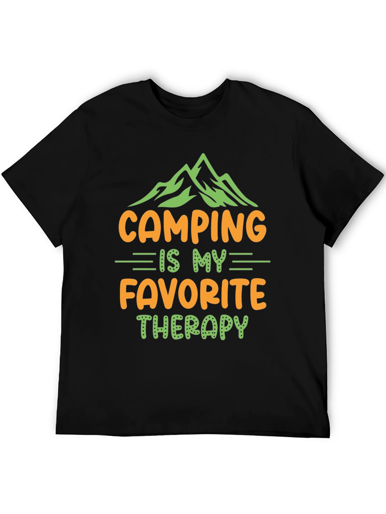 Camping Therapy Graphic Tee - Black Cotton Blend Shirt