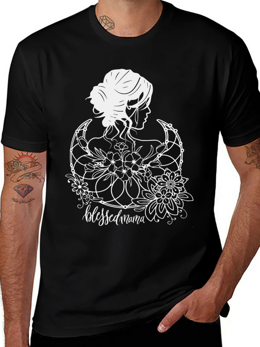 Blessed Mama Floral Graphic Tee - Black Unisex T-Shirt