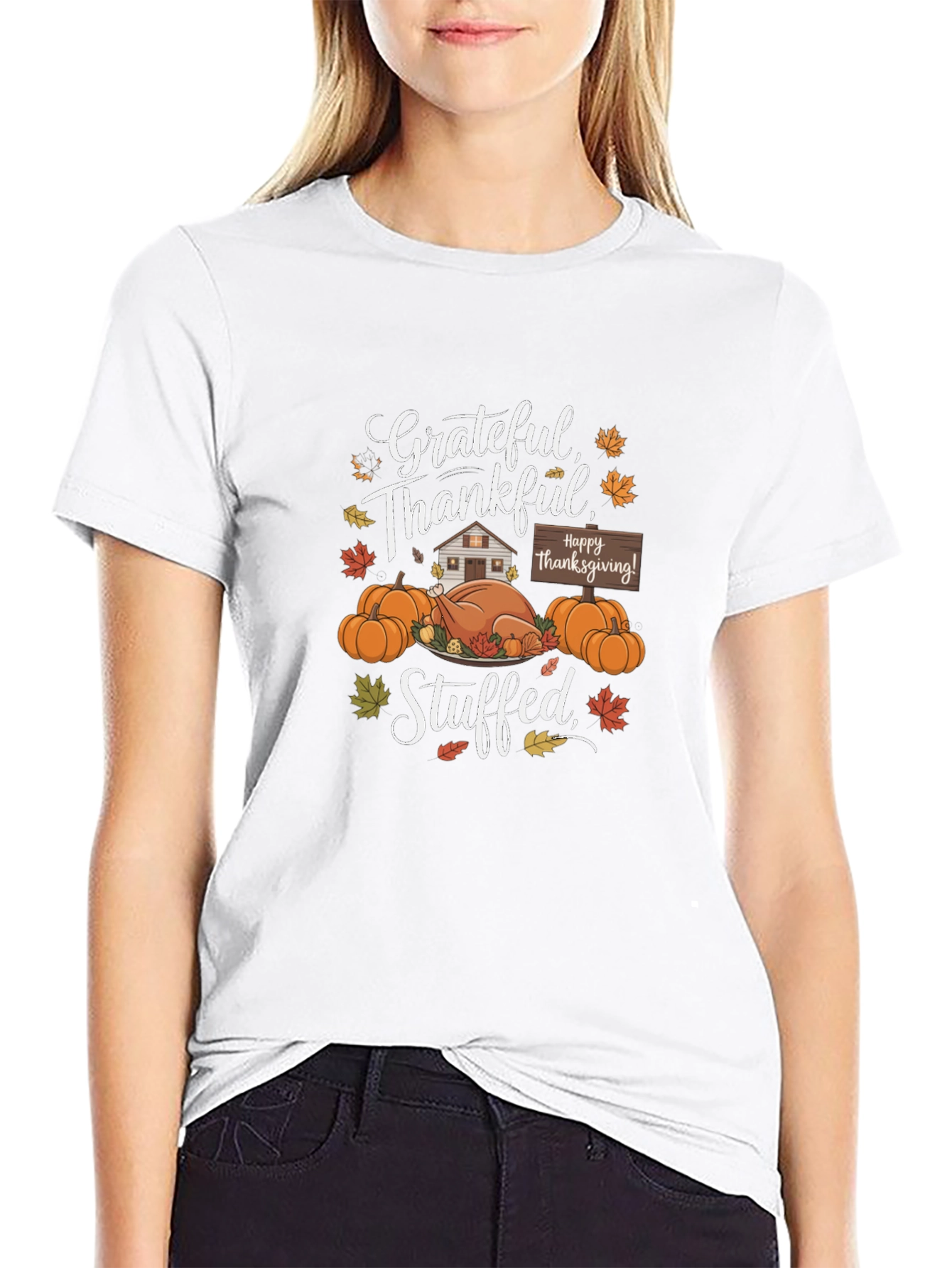 Grateful Thankful Stuffed Thanksgiving T-Shirt