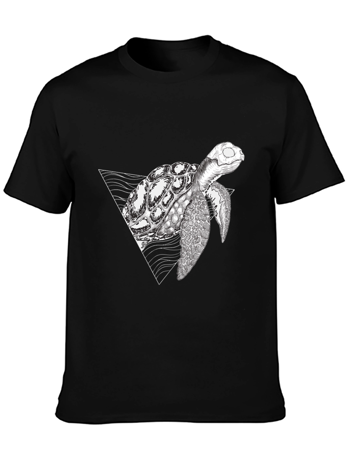 Geometric Turtle Black T-Shirt