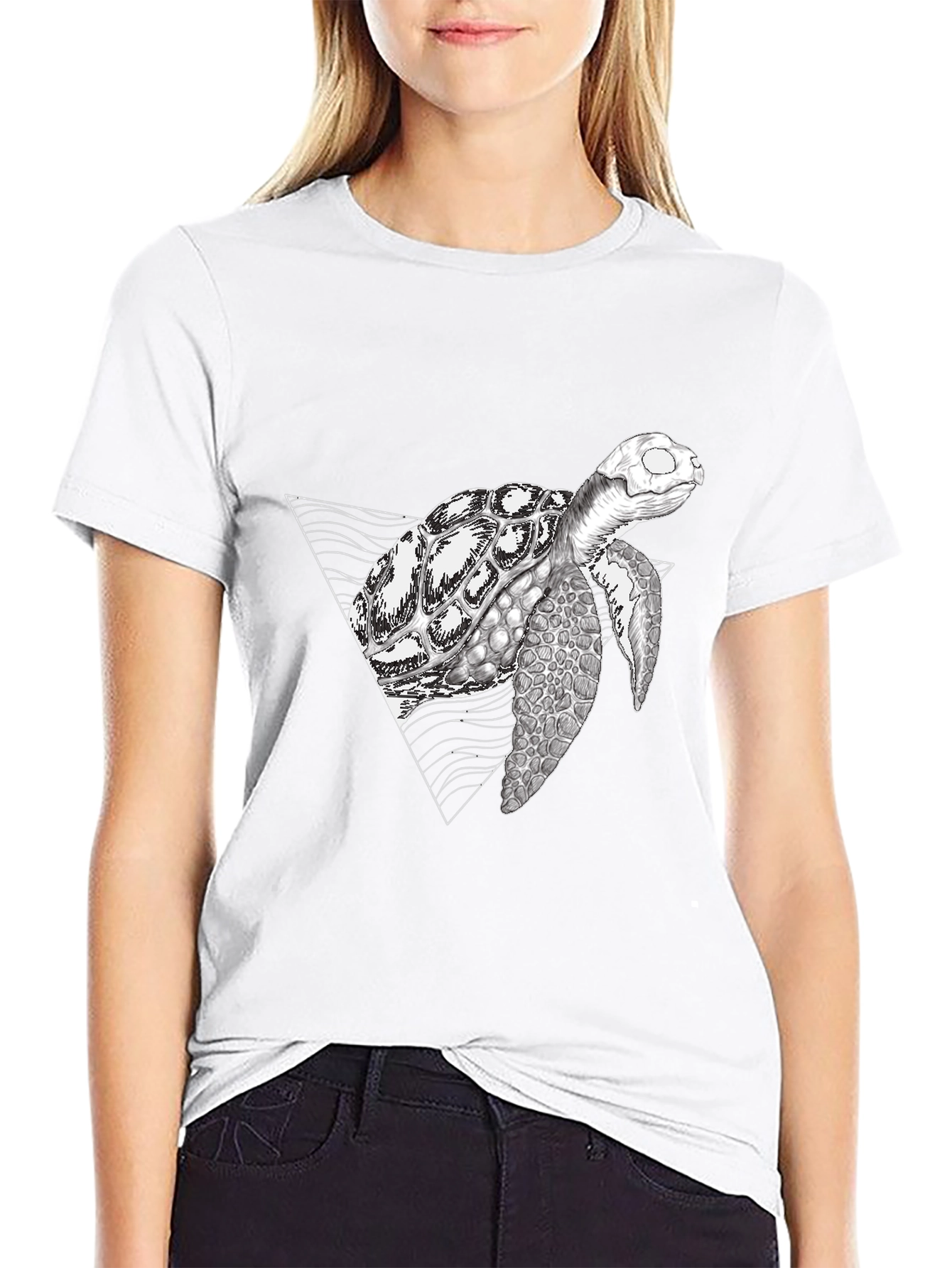 Geometric Turtle Black T-Shirt