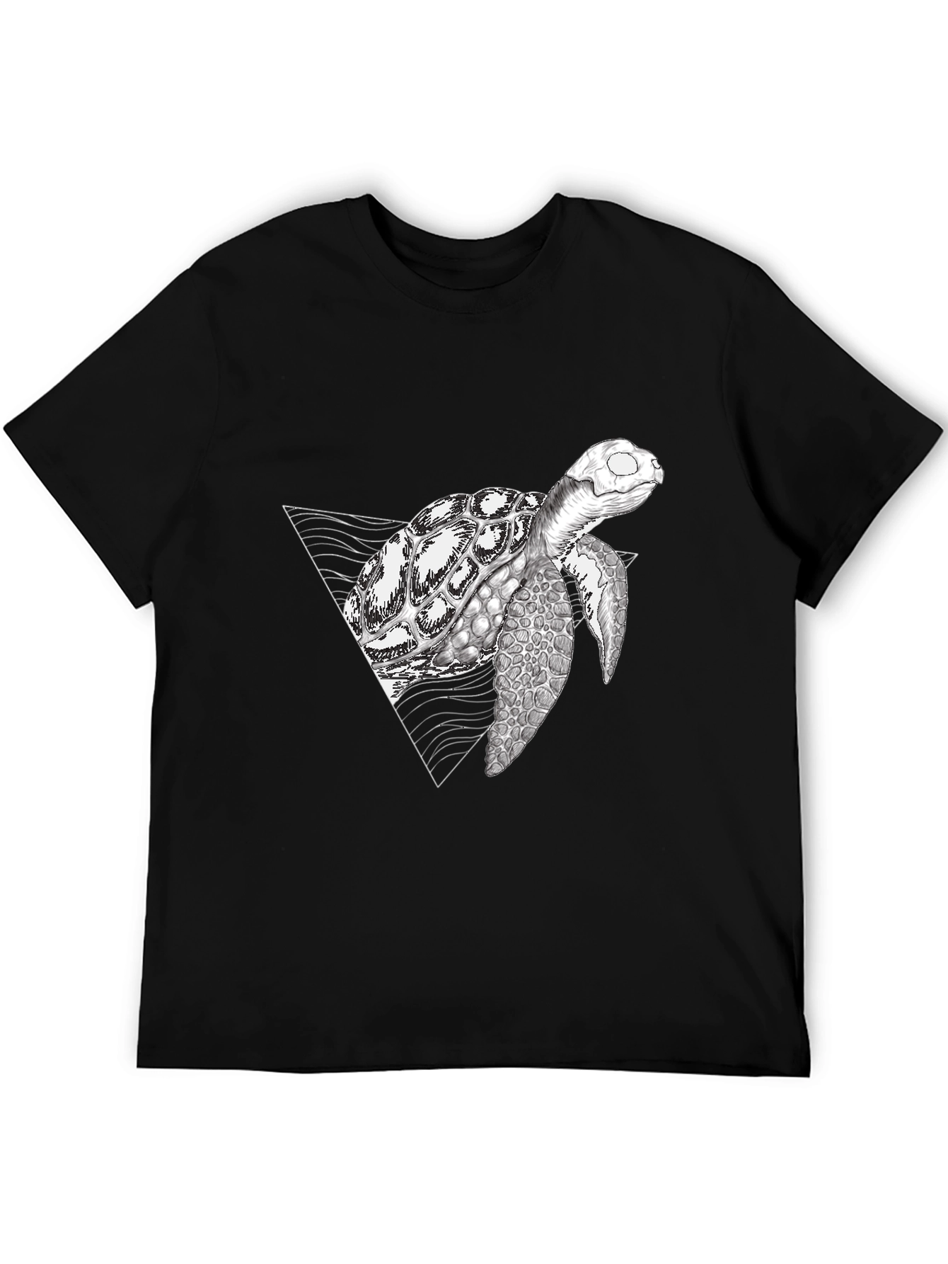 Geometric Turtle Black T-Shirt