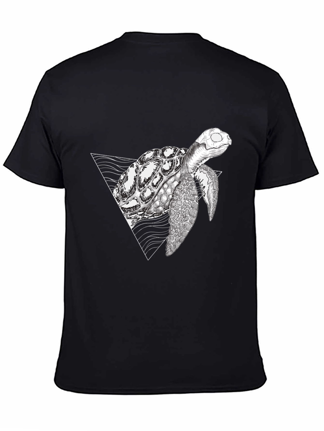 Geometric Turtle Black T-Shirt